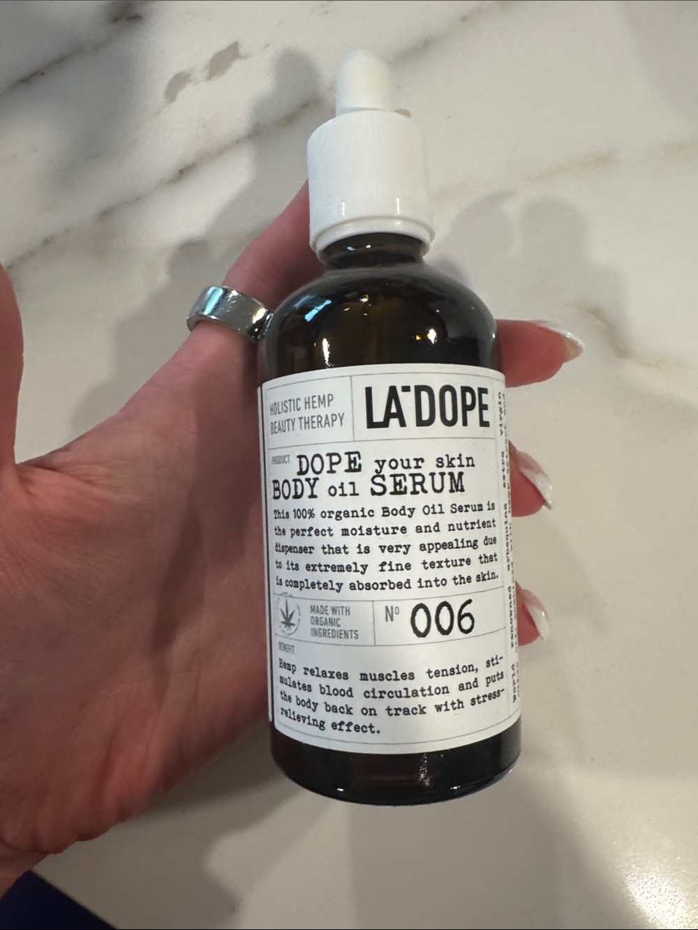 DOPE Body Oil Serum in White Dropper with Brown Glass Bottle
